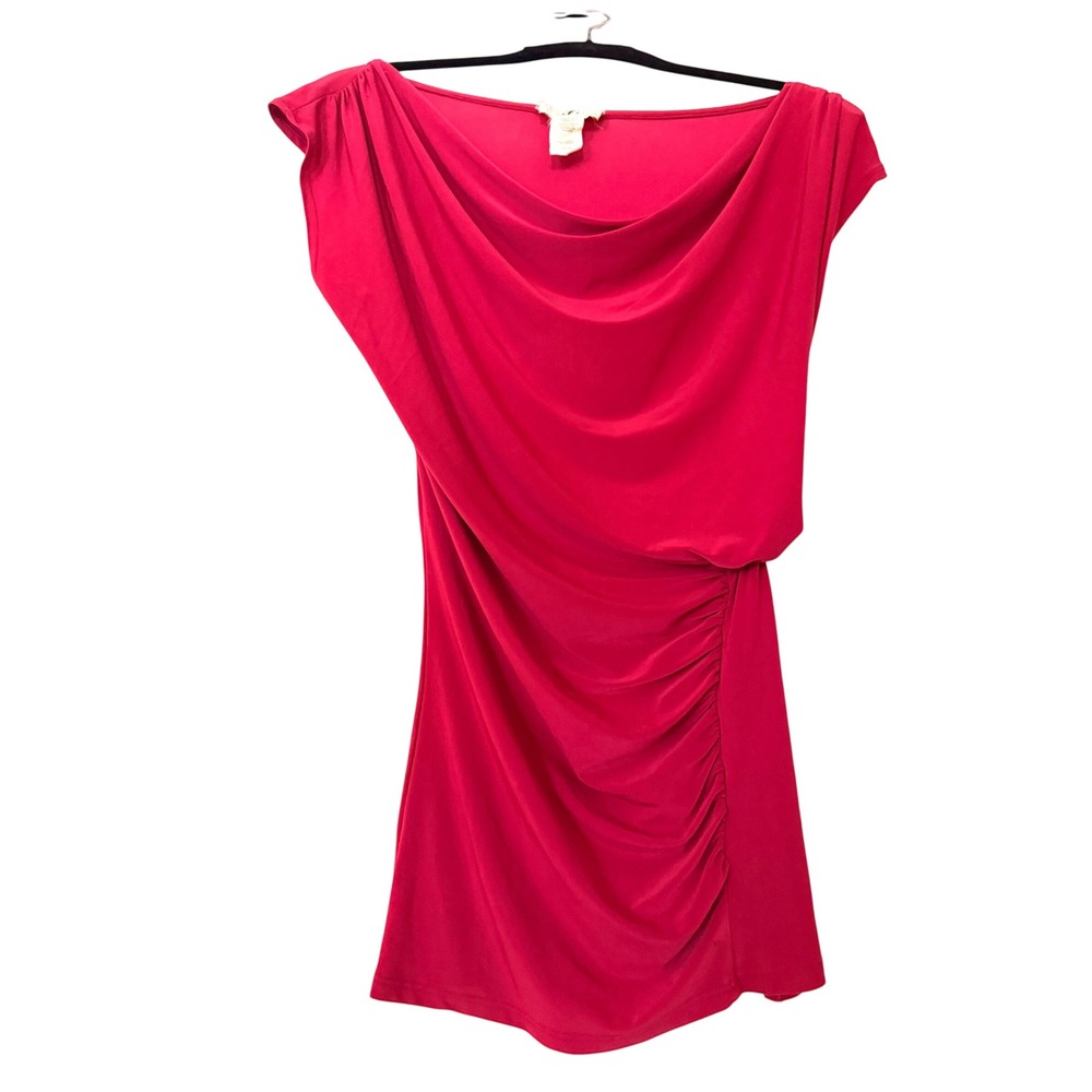 Vintage Y2K Guess Red Cowl Neck Top Draped Ruched Slinky Going Out USA XS W71511